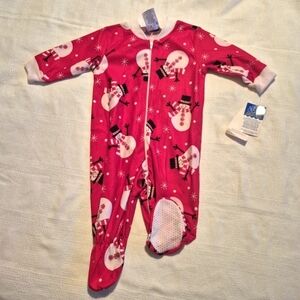Bellepointe girls or boys  size 9 months red snowman zip up pajama sleeper NEW